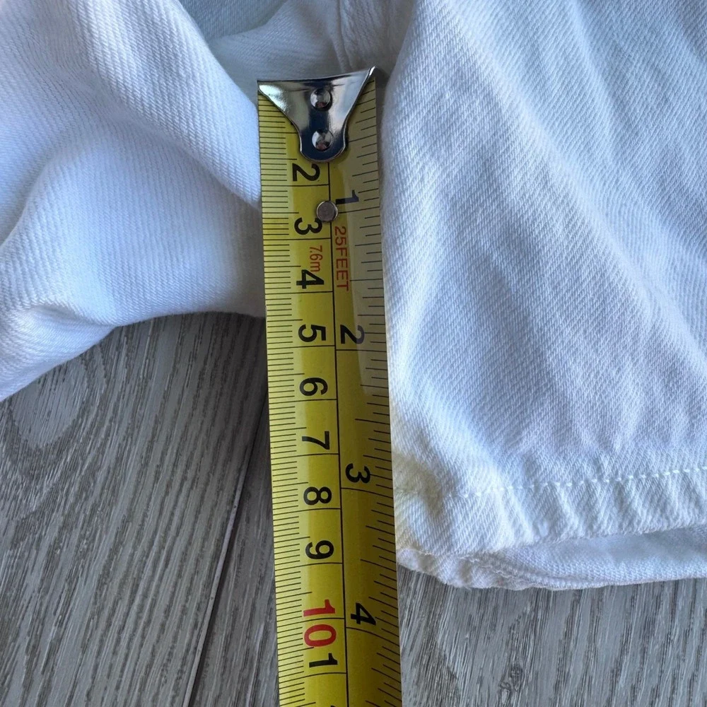 AGOLDE White High Rise Denim Shorts Size 26 Button Fly Raw Hem Parker Long
